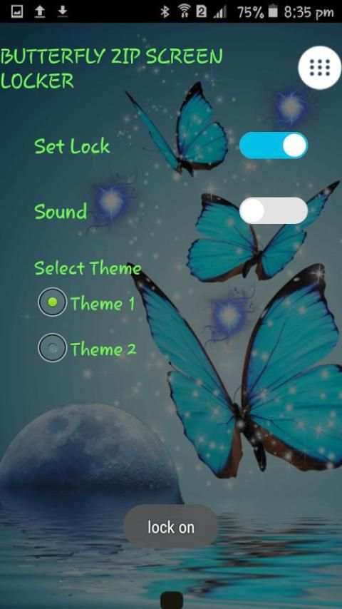 Butterfly Zip Screen Locker स्क्रीनशॉट 1