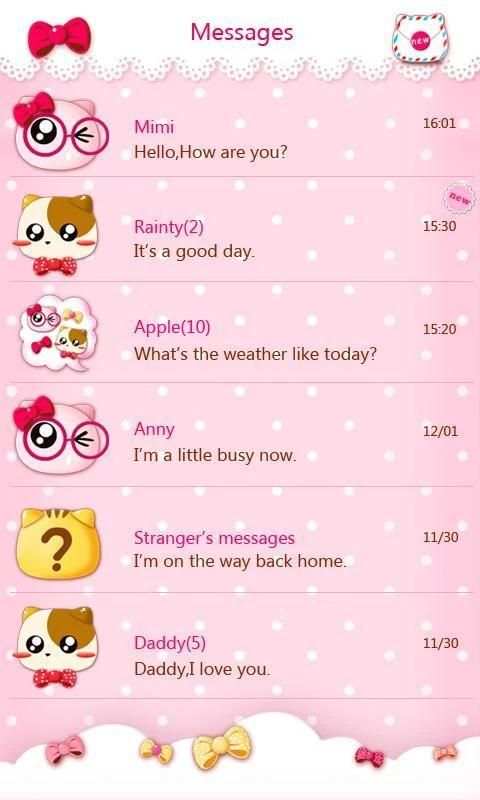 Tema SMS Kitty Pink screenshot 3