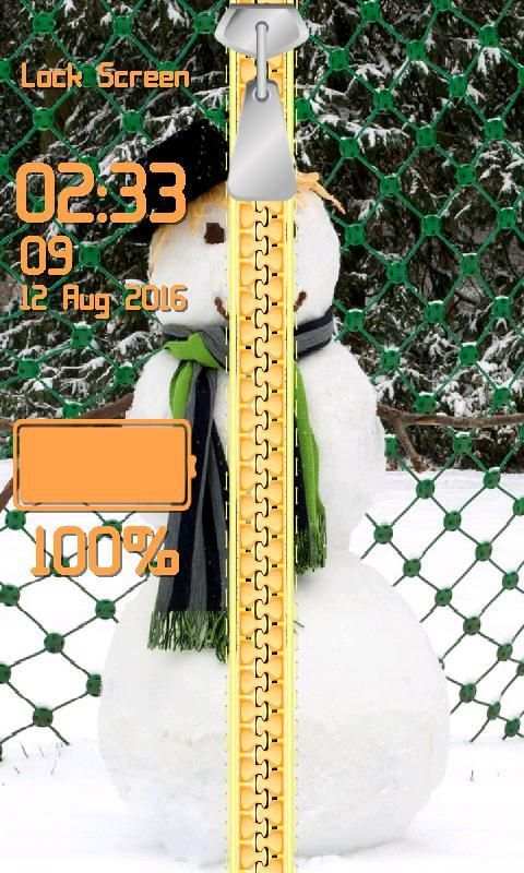 Zipper Lock Screen Snowman screenshot 4
