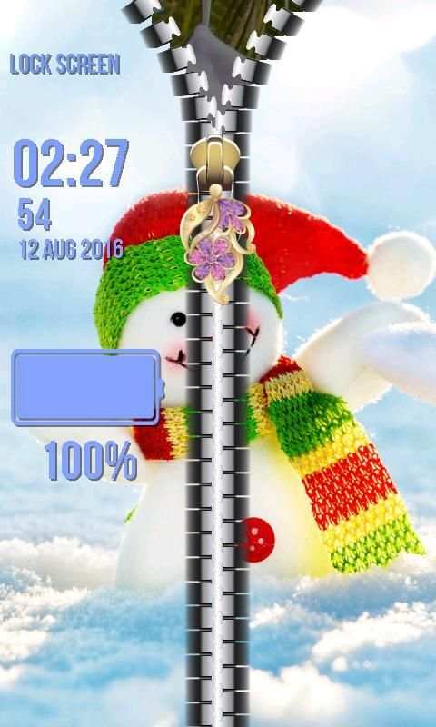 Zipper Lock Screen Snowman screenshot 3