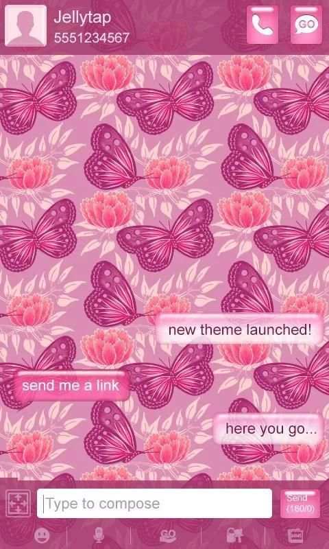 Pink Butterfly Go SMS Theme screenshot 4