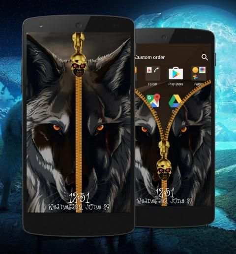 Wolf Zipper Lock Screen स्क्रीनशॉट 1