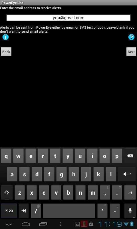 PowerEye Lite AC outage alert screenshot 1