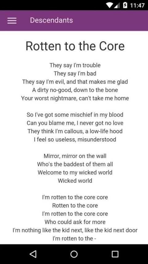 Descendants Lyrics screenshot 6