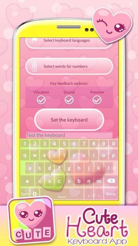 Cute Heart Keyboard App screenshot 1