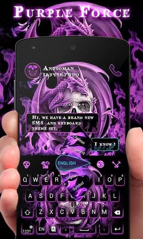 Purple Force GO Keyboard Theme 3 تصوير الشاشة