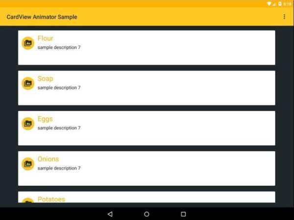 Cardview Animator Sample screenshot 2