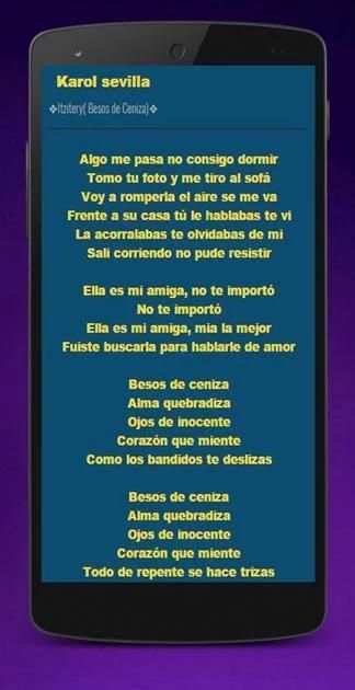 Musica Karol Sevilla Letra Mp3 screenshot 1
