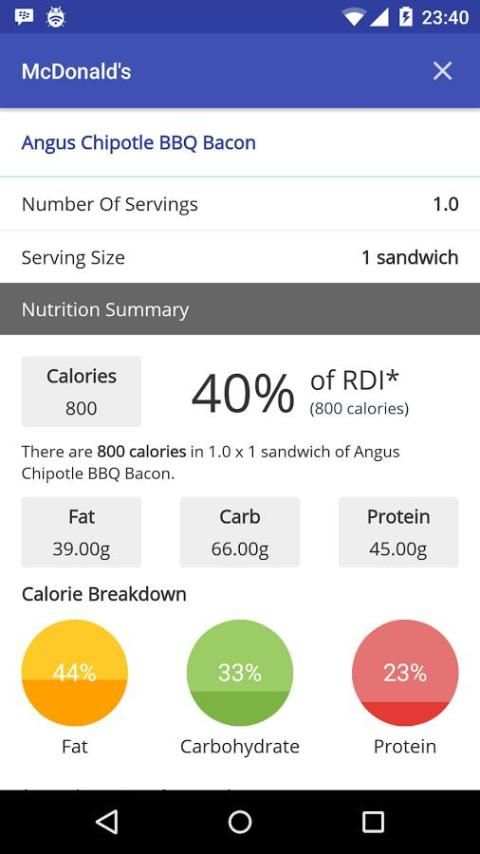 Fast Food Calorie скриншот 2