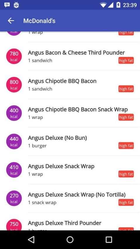 Fast Food Calorie скриншот 3