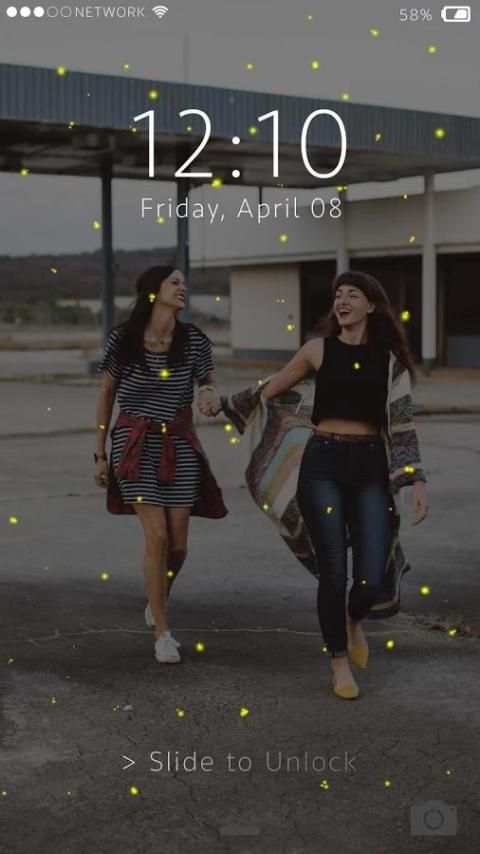 Photo Fireflies lockscreen स्क्रीनशॉट 1