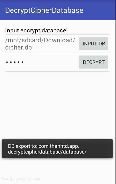 SQLCipher Decrypt screenshot 1