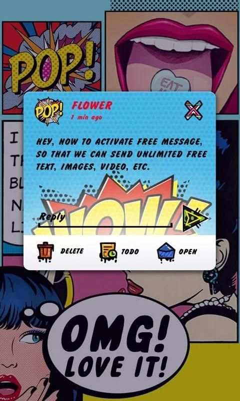 Tema SMS Buku Komik Kartun screenshot 2
