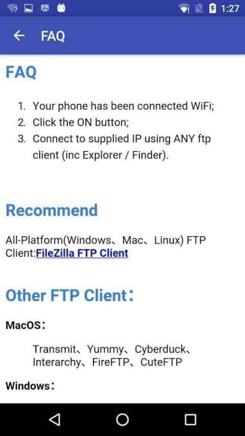 WiFi FTP (WiFi File Transfer) 3 تصوير الشاشة