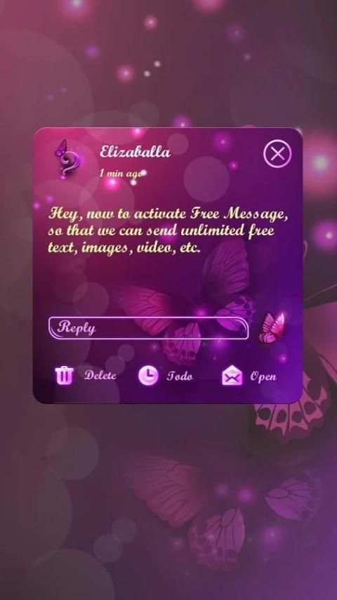 Tema SMS Kupu Kupu Neon screenshot 2