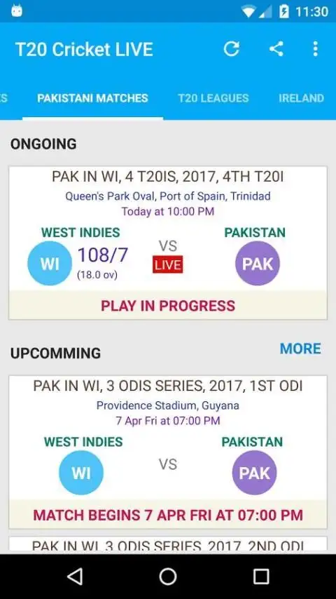 T20 Cricket LIVE - MobCric скриншот 1