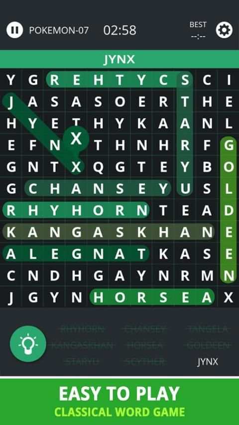 Word Search Topic For Pokemon 6 تصوير الشاشة