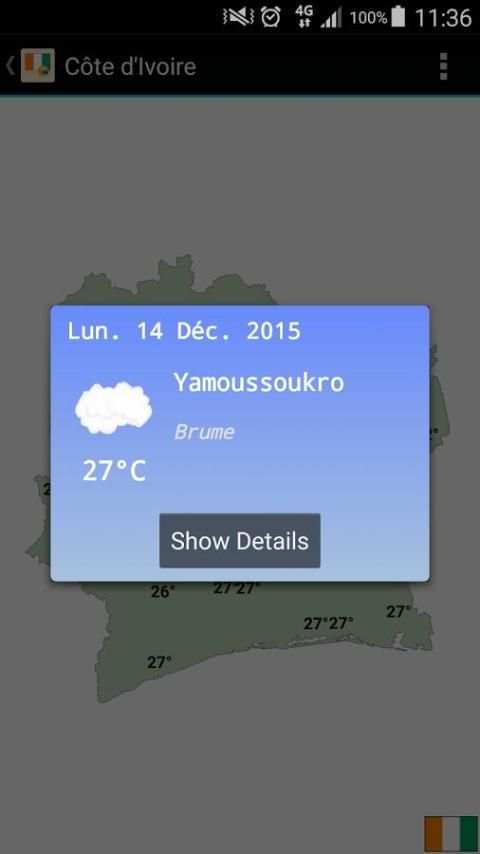 Côte d'Ivoire Météo 1 تصوير الشاشة