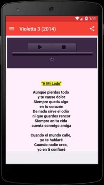 Musicas - Violetta screenshot 1