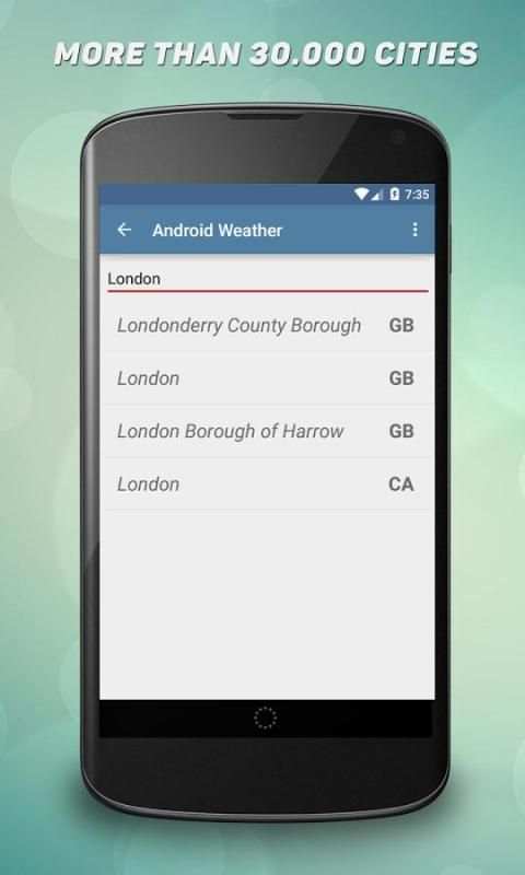 Weather for Android 1 تصوير الشاشة