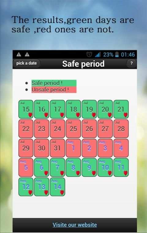 Safe Period Calculator 3 تصوير الشاشة