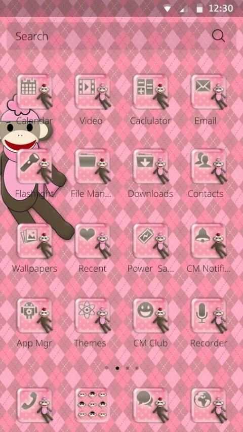 Pink Sock Monkey CM Launcher screenshot 1