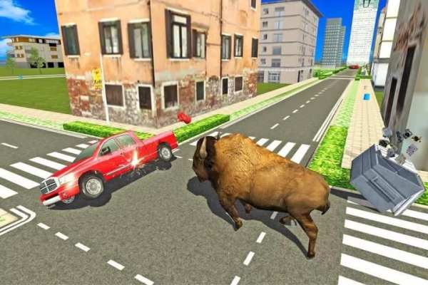 Angry Bison Attack in City 3D screenshot 1