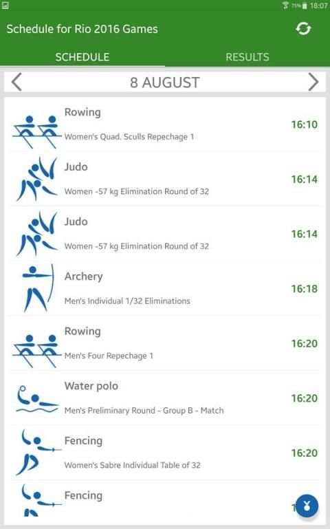 Schedule for Rio 2016 Games स्क्रीनशॉट 7