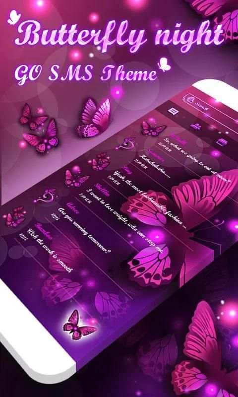 Tema SMS Kupu Kupu Neon screenshot 5