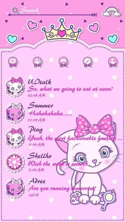 GO SMS PRO KITTY THEME 4 تصوير الشاشة