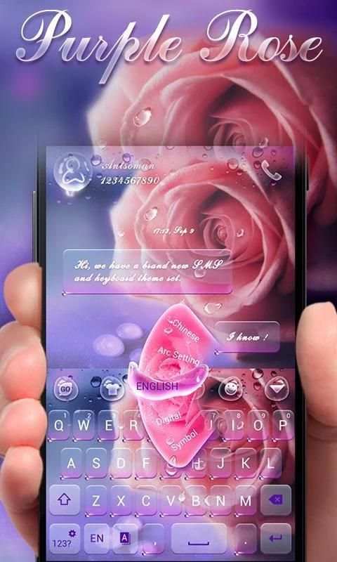 Purple Rose GO Keyboard Theme स्क्रीनशॉट 1