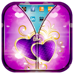 Purple Love Zipper Lock Screen أيقونة