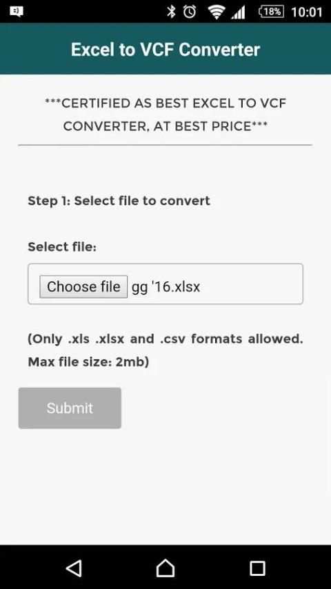 Excel to VCF Converter screenshot 3