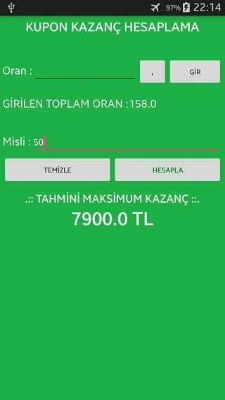 Bahis Kazanç Oran Hesapla screenshot 1