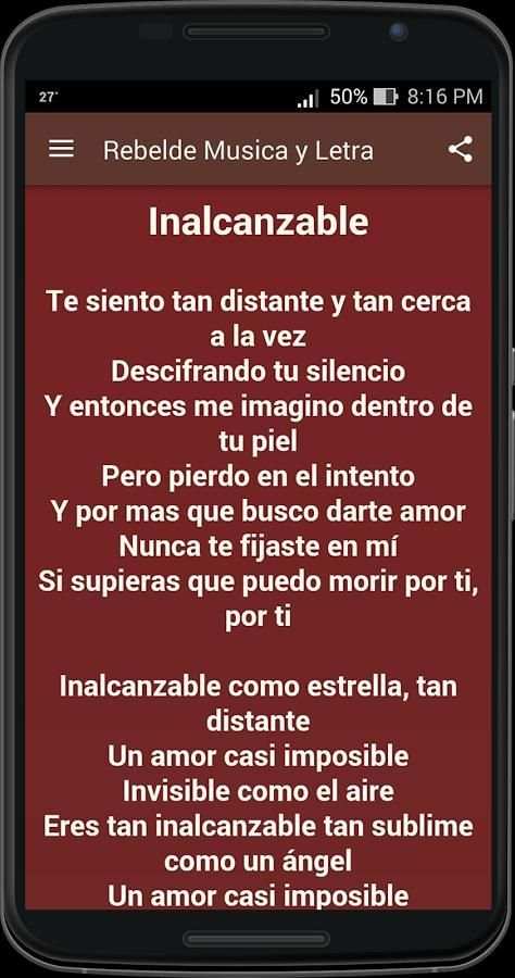 Rebelde Música y Letra स्क्रीनशॉट 2