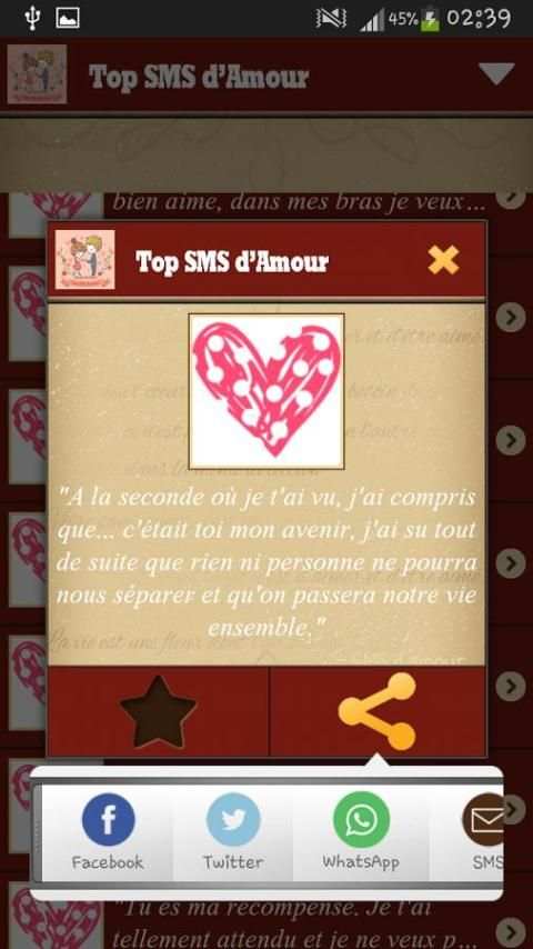Top SMS d'Amour screenshot 2