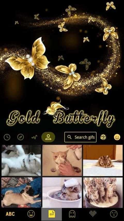 Gold Butterfly Emoji Keyboard скриншот 4