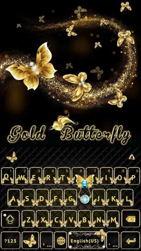 Gold Butterfly Emoji Keyboard скриншот 6