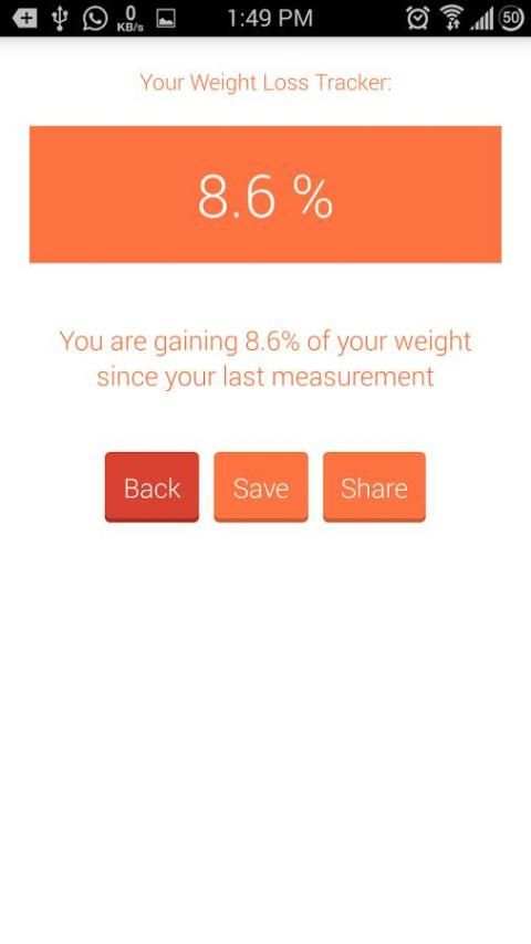 Bmi and weight loss tracker screenshot 2