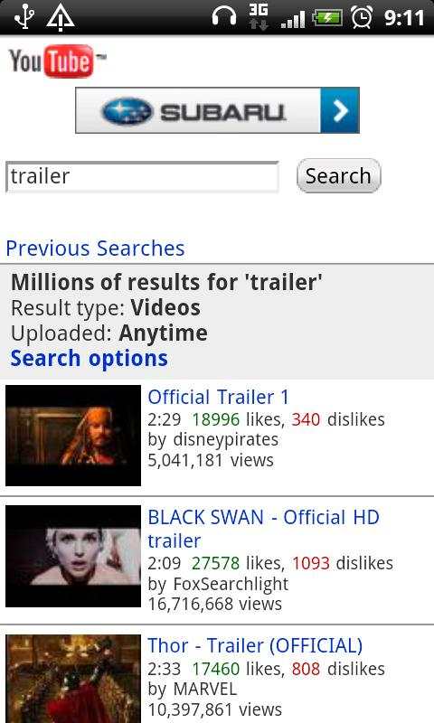 YouTube Movie Trailers screenshot 2