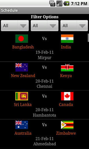 Cricket WorldCup 2011 Schedule screenshot 2