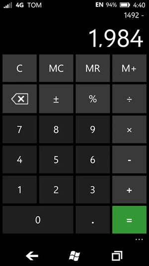 Seven+ WP7 Calculator screenshot 1