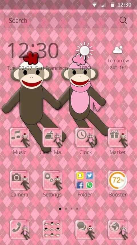 Pink Sock Monkey CM Launcher screenshot 2