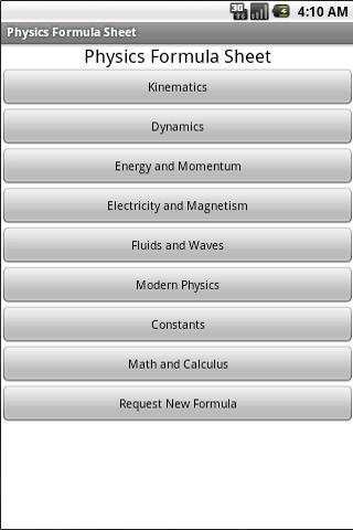 Free Physics Formula Sheet screenshot 3