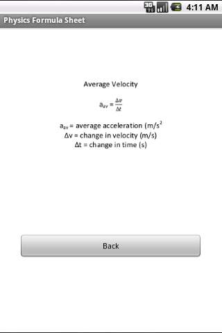 Free Physics Formula Sheet screenshot 1