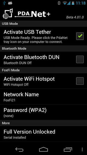 PdaNet+(FoxFi) for Sprint/AT&amp;T screenshot 1