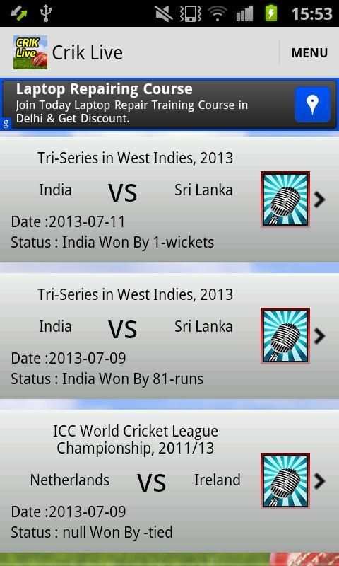 CRIK LIVE - Live Cricket screenshot 3