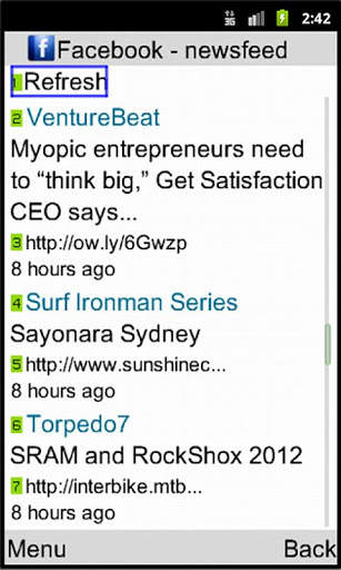 Facebook on biNu screenshot 2