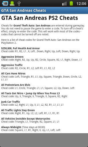 GTA San Andreas Cheats FREE screenshot 3