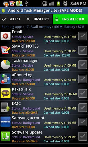 Android Task Manager Lite screenshot 1